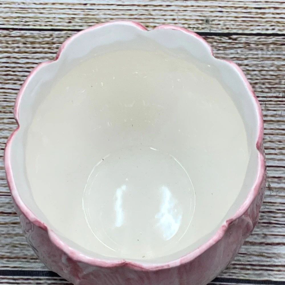Mann Tulip Time Handpainted Ceramic Vase Planter 1987‎ Pink White Vintage